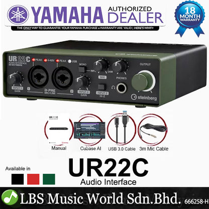 Steinberg UR22C 2X2 USB Type C Audio Interface with Cubase and Mic Cable (UR22)