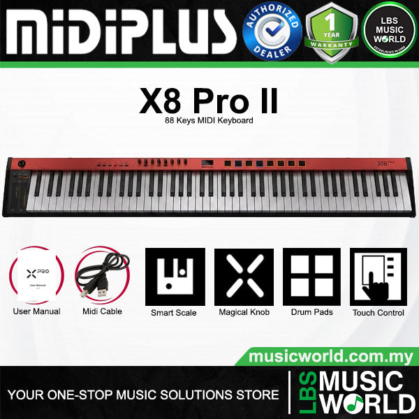 Midiplus XPro II Series Semi Weighted MIDI Keyboard Controller with Built in 128 Sounds (X6 X8)