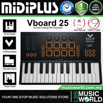 Midiplus Vboard Series Folding USB Midi Keyboard Controller with Built-In Smart Scales (Vboard 25 Vboard 49)