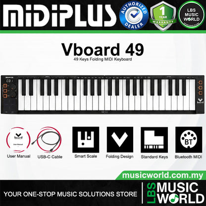 Midiplus Vboard Series Folding USB Midi Keyboard Controller with Built-In Smart Scales (Vboard 25 Vboard 49)