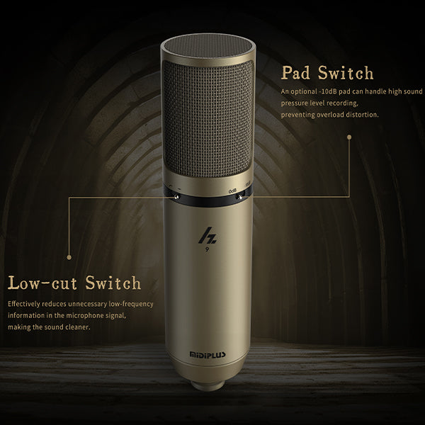 Midiplus Hz Series Cardioid Condenser Microphone with Case and Pop Filter (Hz3 Hz6 Hz9)