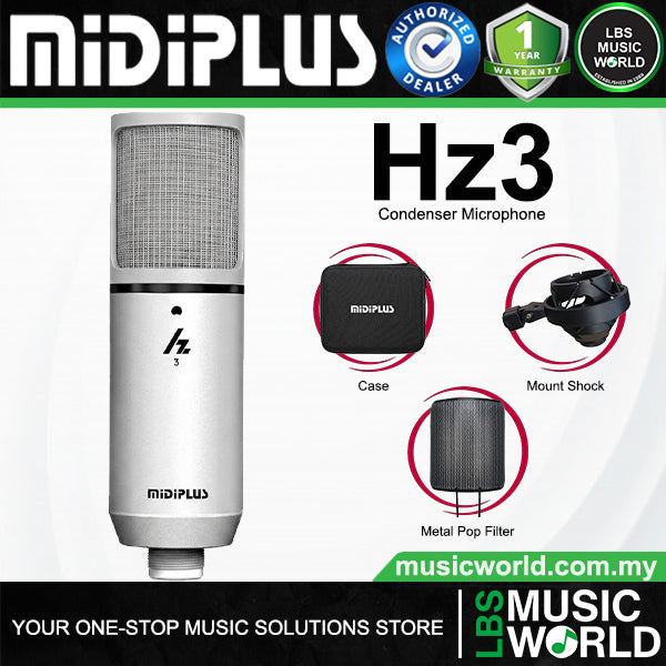 Midiplus Hz Series Cardioid Condenser Microphone with Case and Pop Filter (Hz3 Hz6 Hz9)