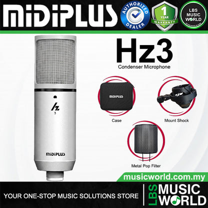 Midiplus Hz Series Cardioid Condenser Microphone with Case and Pop Filter (Hz3 Hz6 Hz9)