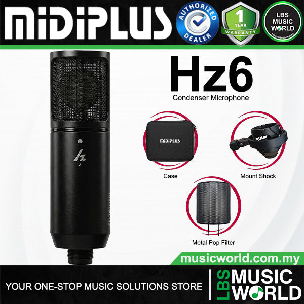 Midiplus Hz Series Cardioid Condenser Microphone with Case and Pop Filter (Hz3 Hz6 Hz9)