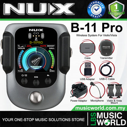 Nux B-11 PRO Wireless System for Violin and Viola with Built In Effects (B11 Pro)