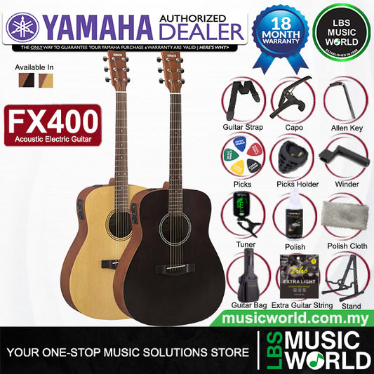 Yamaha FX400 Dreadnought Body Spruce Top Acoustic Electric Guitar with Gig Bag