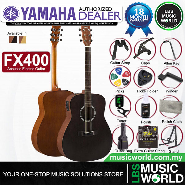 Yamaha FX400 Dreadnought Body Spruce Top Acoustic Electric Guitar with Gig Bag