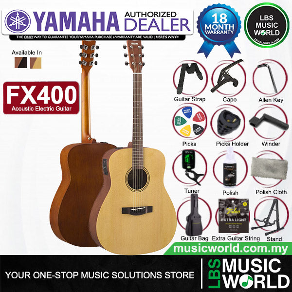 Yamaha FX400 Dreadnought Body Spruce Top Acoustic Electric Guitar with Gig Bag
