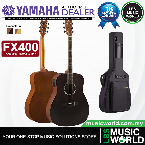 Yamaha FX400 Dreadnought Body Spruce Top Acoustic Electric Guitar with Gig Bag