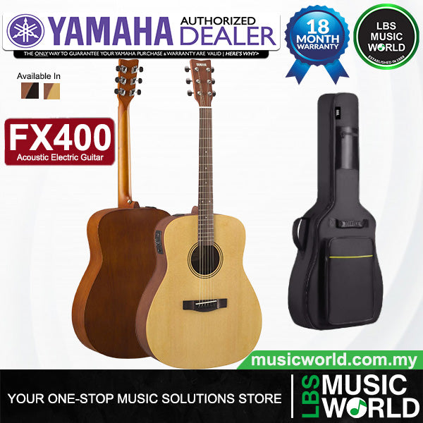 Yamaha FX400 Dreadnought Body Spruce Top Acoustic Electric Guitar with Gig Bag