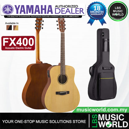 Yamaha FX400 Dreadnought Body Spruce Top Acoustic Electric Guitar with Gig Bag
