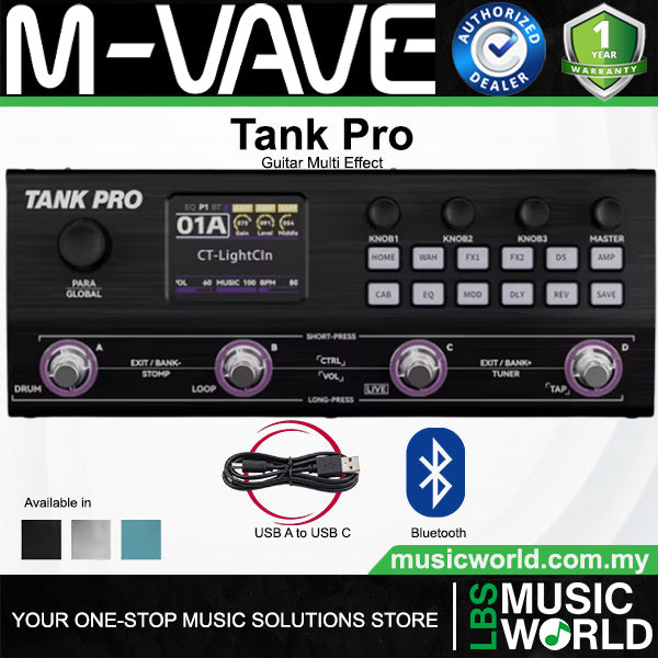 M-VAVE Tank Pro Portable Multi Effect Pedal with Built In Battery and Bluetooth