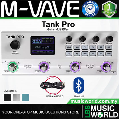 M-VAVE Tank Pro Portable Multi Effect Pedal with Built In Battery and Bluetooth