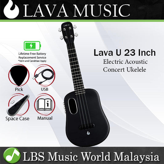Lava U 23 Inch Electric Acoustic Concert Ukulele with Freeboost Effect & Speaker Black (Free Boost)