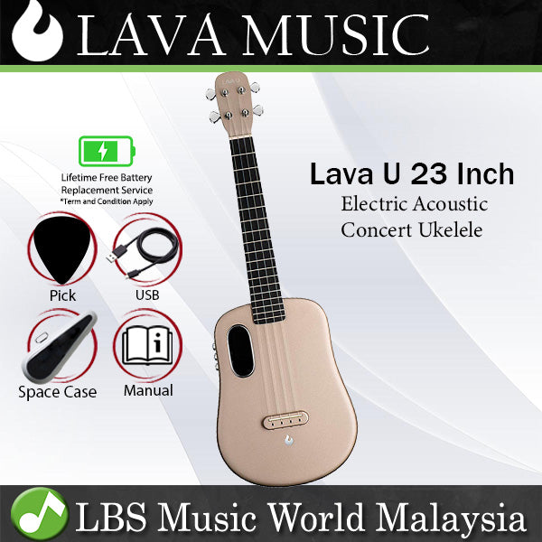 Lava U 23 Inch Electric Acoustic Concert Ukulele with Freeboost Effect & Speaker Gold (Free Boost)