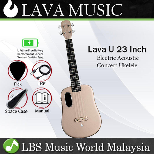 Lava U 23 Inch Electric Acoustic Concert Ukulele with Freeboost Effect & Speaker Gold (Free Boost)