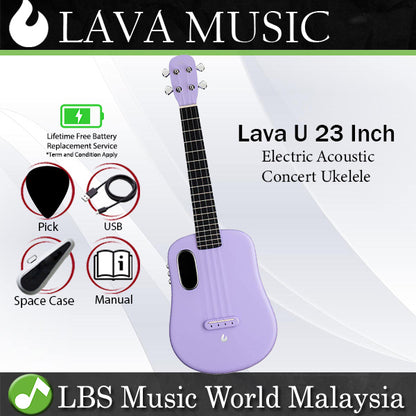 Lava U 23 Inch Electric Acoustic Concert Ukulele with Freeboost Effect & Speaker Purple (Free Boost)