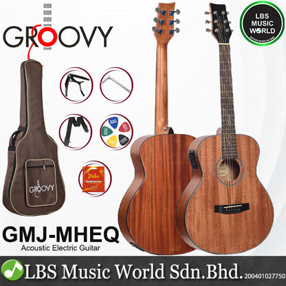Groovy GMJMH-EQ 38 Inch Acoustic Electric Guitar with Bag and Pickup (GMJ)