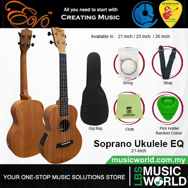 Evo Soprano UK21EQ / Concert UK23EQ / Tenor UK26EQ - Hawaiian Nylon String