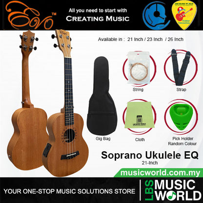Evo Soprano UK21EQ / Concert UK23EQ / Tenor UK26EQ - Hawaiian Nylon String