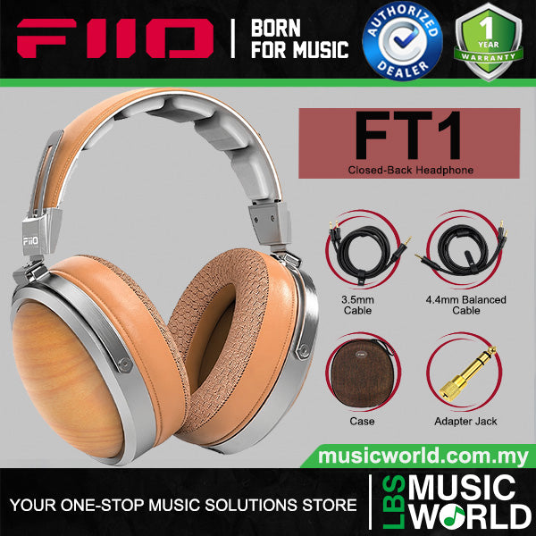FiiO FT1 Natural Solid Wood Shell Closed Back Headphones with Premium Case