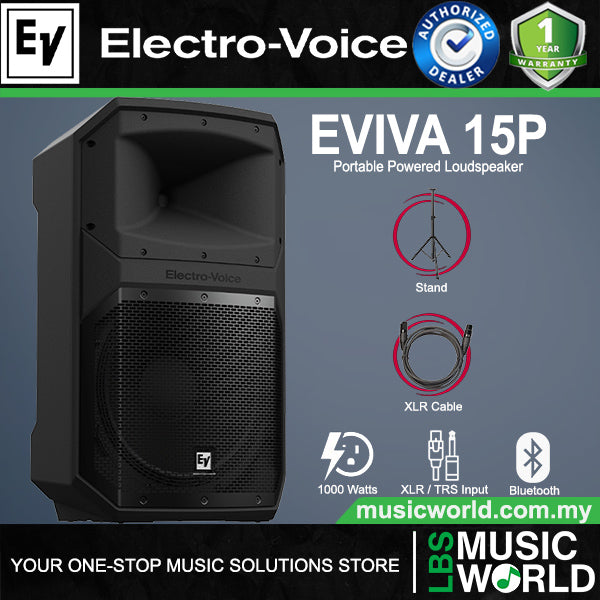 EV Electro-Voice EVIVA 15P 1000 Watt 15 Inch Portable Powered Loudspeaker with Bluetooth
