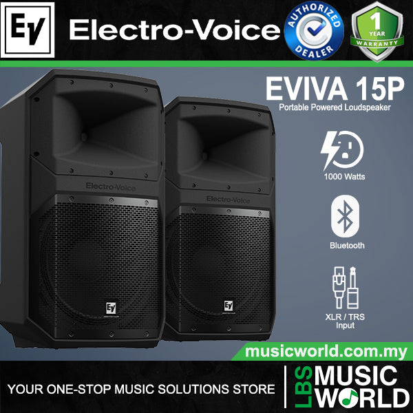 EV Electro-Voice EVIVA 15P 1000 Watt 15 Inch Portable Powered Loudspeaker with Bluetooth