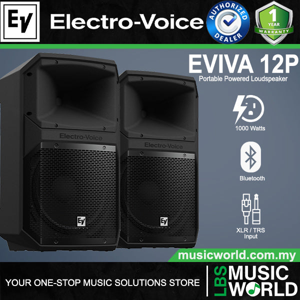 EV Electro-Voice EVIVA 12P 1000 Watt 12 Inch Portable Powered Loudspeaker with Bluetooth