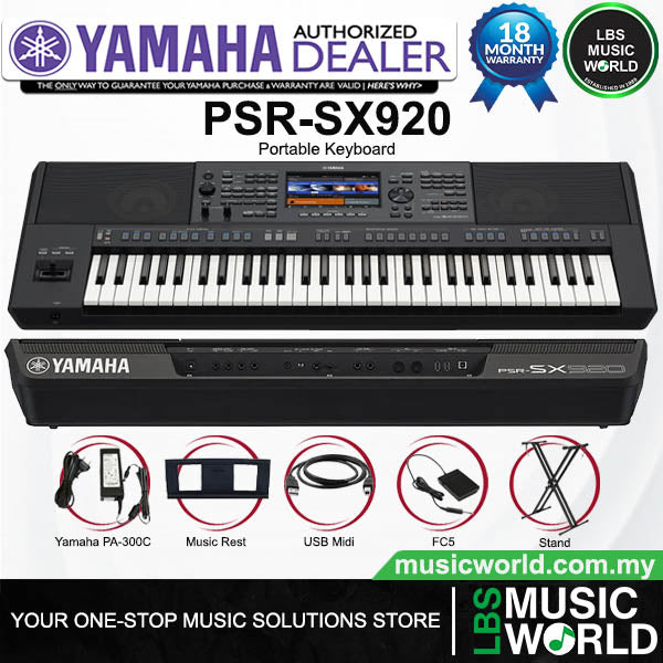Yamaha PSR-SX920 61 Key Arranger Workstation Keyboard Basic Package (PSR SX920)