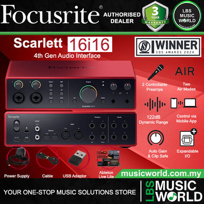Focusrite Scarlett 16i16 4th Gen 16 In 16 Out USB Audio Interface with Software
