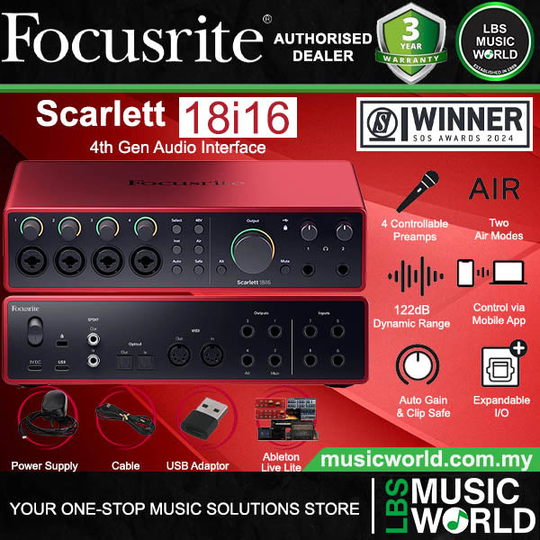 Focusrite Scarlett 18i16 4th Gen 18 In 16 Out USB Audio Interface with Software