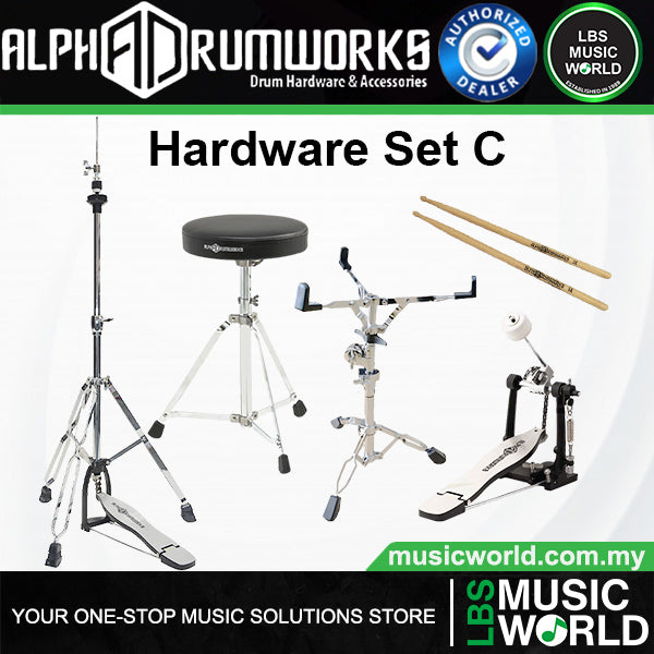 Alpha Drumworks Heavy Duty Hardware Set Package All in One for Drummer