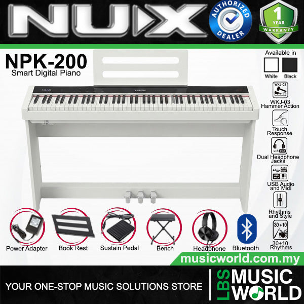 NUX NPK-200 88 Key Digital Piano Wooden Stand 3 Pedal Bench Weighted Keyboard - Full Package (NPK200)