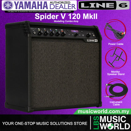 Line 6 Spider V 120 MkII 120 Watt 1X12 Inch Modeling Combo Electric Guitar Amplifier with 200 Amp Preset (V120)