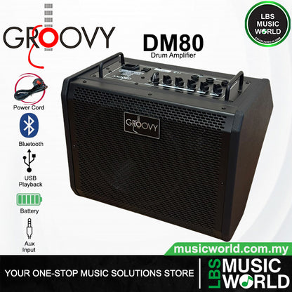 Groovy DM80 80 Watt 10 Inch Personal Monitor Electronic Drum Amplifier Speaker Amp with Bluetooth