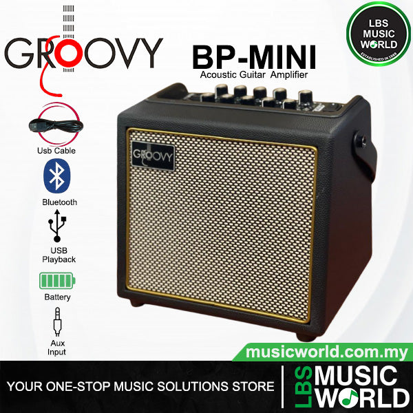 Groovy BP-MINI 30 Watt 6.5 Inch Powered Portable Acoustic Guitar Amplifier with Bluetooth (BPMINI)