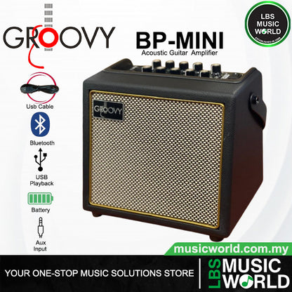 Groovy BP-MINI 30 Watt 6.5 Inch Powered Portable Acoustic Guitar Amplifier with Bluetooth (BPMINI)