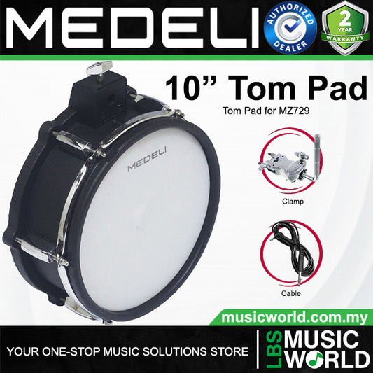 Medeli 10 Inch Tom Pad Dual Zone for MZ729 Drum Set Kit with Clamp