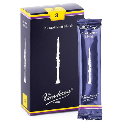 Vandoren Paris Bb Clarinet Traditional Reed Box of 10 - 1.0/ 1.5/ 2.0/ 2.5/ 3.0/ 3.5/ 4.0/ 4.5/ 5.0
