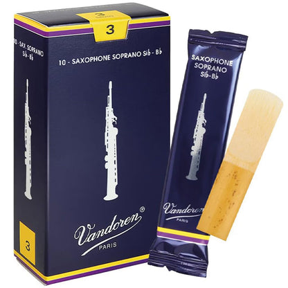 Vandoren Paris Soprano Saxophone Traditional Reed Box of 10 - 1.0/ 1.5/ 2.0/ 2.5/ 3.0/ 3.5/ 4.0/ 4.5/ 5.0
