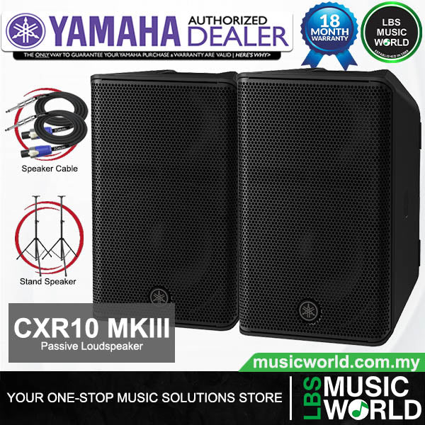 Yamaha CXR10 MK3 1100 Watt 10 Inch Passive Loudspeaker with Cables and Stands (CXR10 MKIII)