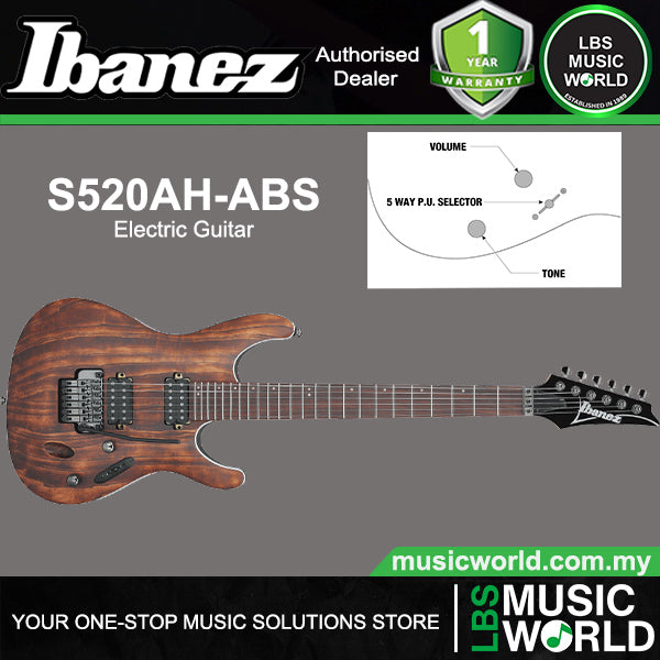 Ibanez S520AH Ash Body Rosewood Fretboard Electric Guitar with HH Pickup