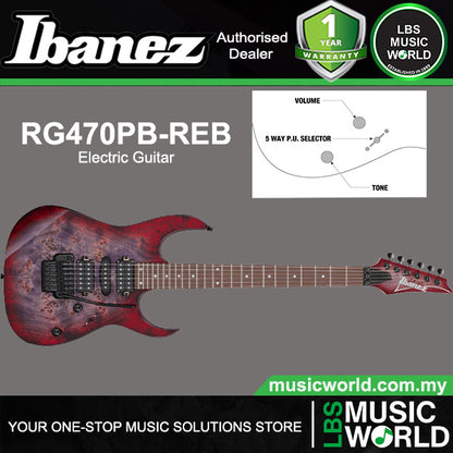 Ibanez RG470PB Meranti Body Jatoba Fretboard Electric Guitar with HSH Pickup - Red Eclipse Burst