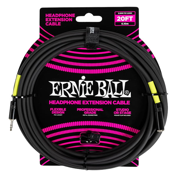 Ernie Ball 20 Foot Classic Series Headphone Extension Cable Straight for Studio and Live Audio Setup (6425)