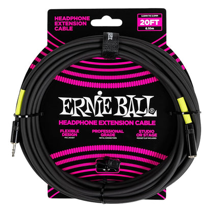 Ernie Ball 20 Foot Classic Series Headphone Extension Cable Straight for Studio and Live Audio Setup (6425)
