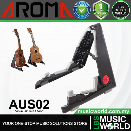 Aroma AUS02 Violin Or Ukulele Stand Metal Adjustable Foldable Holder - Black