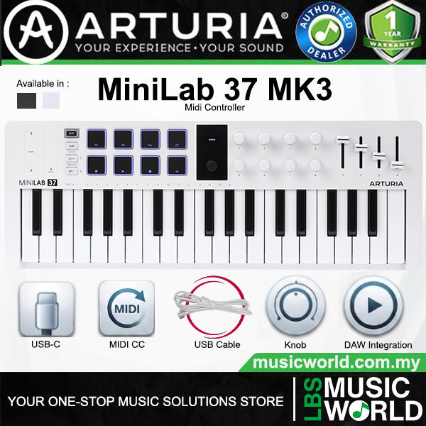 Arturia MiniLab 37 MK3 37 Slim Key USB Midi Keyboard Controller (MiniLab37)