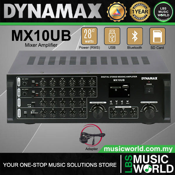 Dynamax MX10UB 28W x 2 Karaoke Mixer Amplifier with Bluetooth USB SD Card