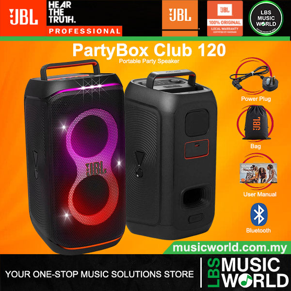 JBL PartyBox Club 120 160 Watt Party Speaker with Built in Lights and Pro Sound