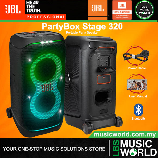 JBL PartyBox Stage 320 240 Watt Portable Party Bluetooth Speaker With Wheels